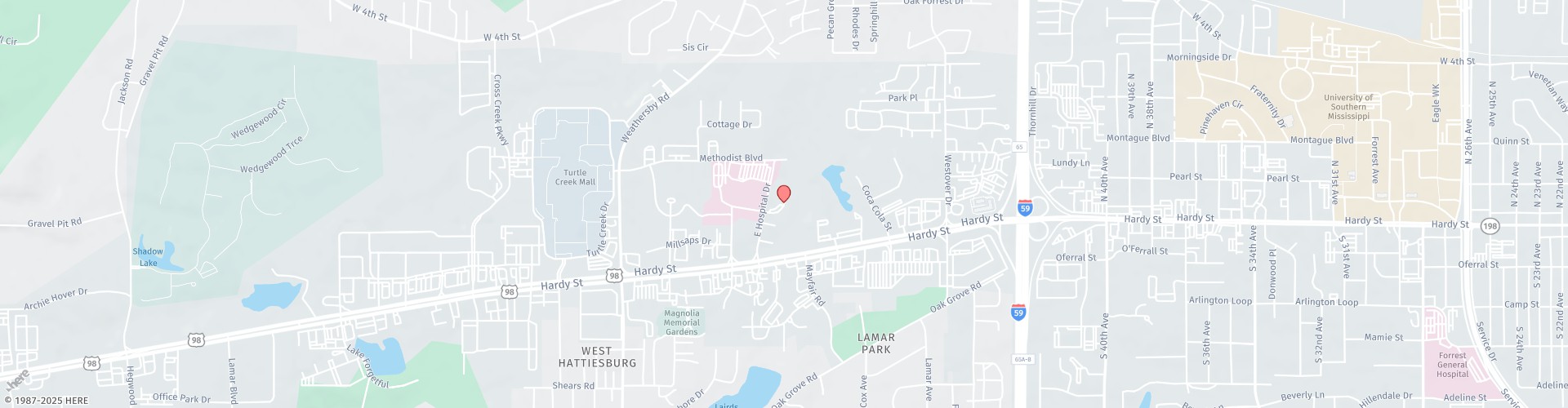 Location Map: 106 Asbury Circle Hattiesburg, MS 39402